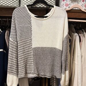 Blu Pepper Women's Patchwork Sweater - Cream and Gray